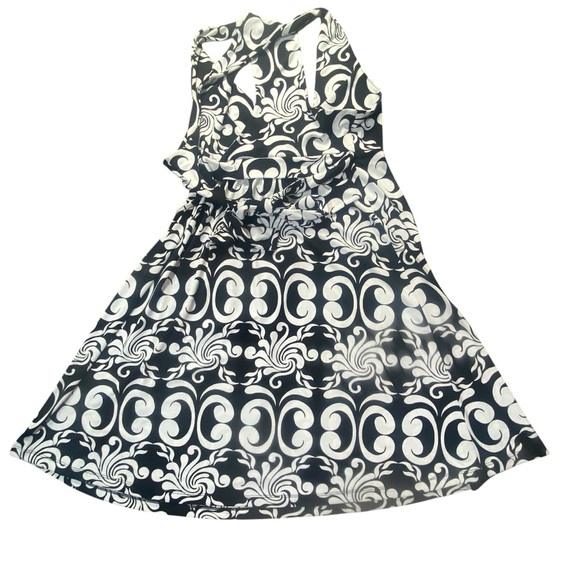 INC International Concepts Halter Dress Black White Swirl Print Size M - Picture 3 of 8